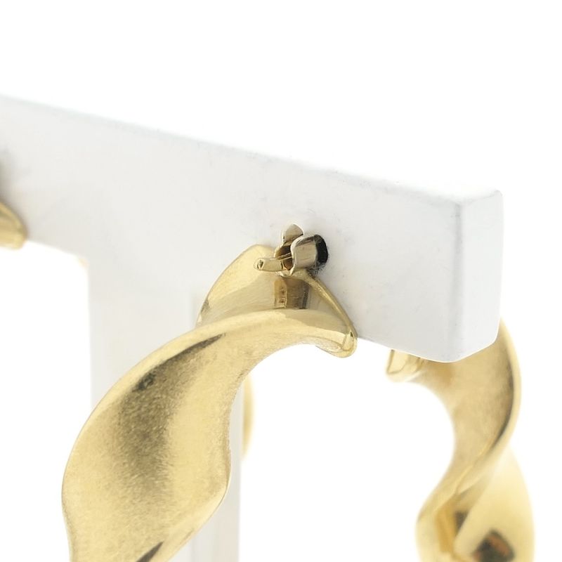 Image 4 of Gold spiral hoop earrings; Ø 45 mm