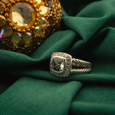 Image 2 of Silver ring set with prasiolite and diamond | 0.10 ct. | David Yurman