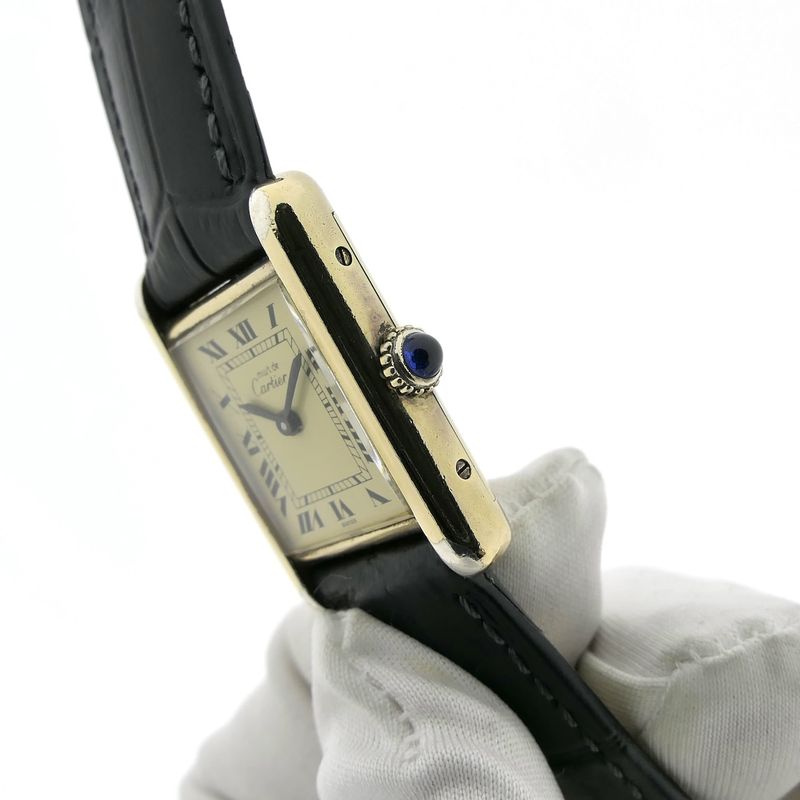Image 9 of Cartier Tank Vermeil 3 096505; Vintage mechanisch dames horloge