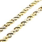 Afbeelding 10 van Bicolor gouden fantasieschakel collier met saffier | 44 cm