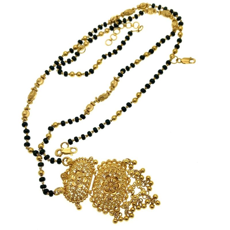 Image 8 of 22-carat gold Indian necklace with onyx stones | 50-60 cm