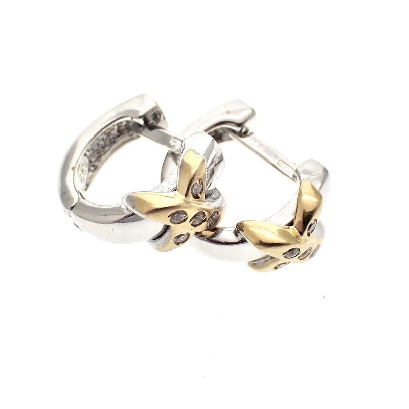 Image 9 of Two-tone gold earrings with zirconia | Ø 12 mm