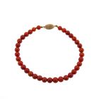 Image 3 of Blood coral bead bracelet with gold clasp