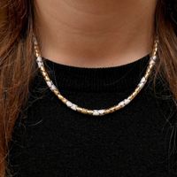 Two-tone gold fantasy link necklace