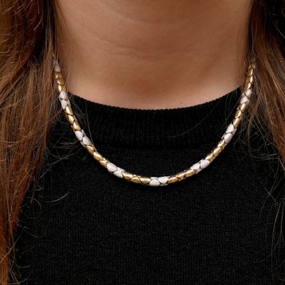 Two-tone gold fantasy link necklace Image 1 of Two-tone gold fantasy link necklace