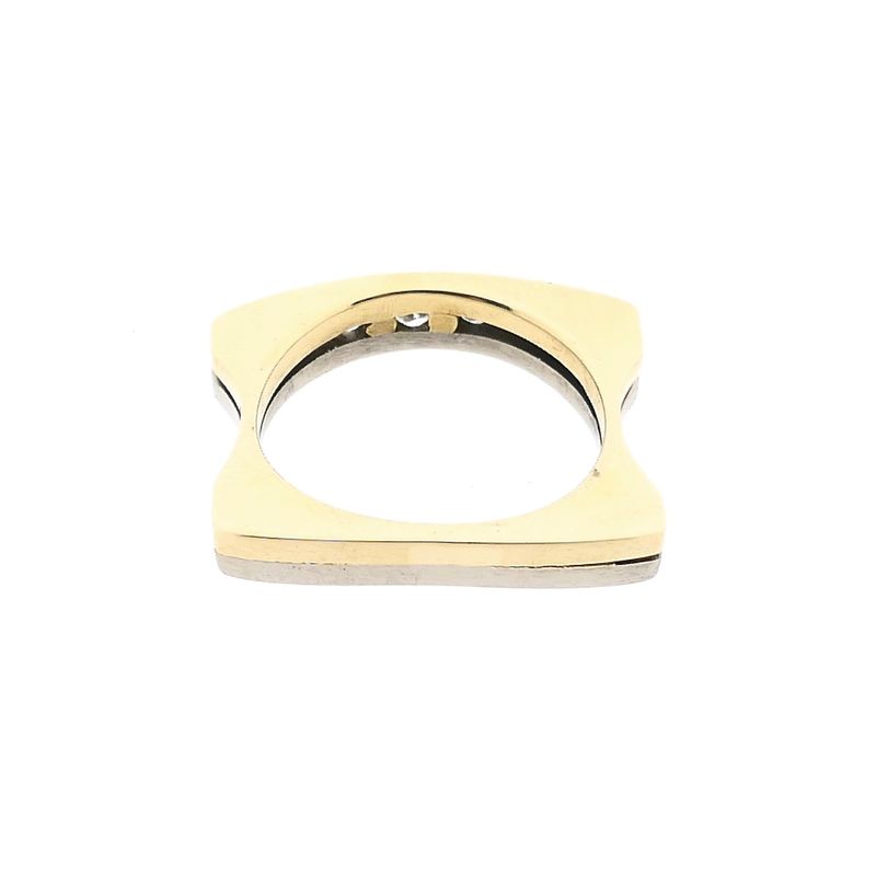 Afbeelding 7 van Bicolor gouden abstracte rijring met diamanten; 0,10 ct.