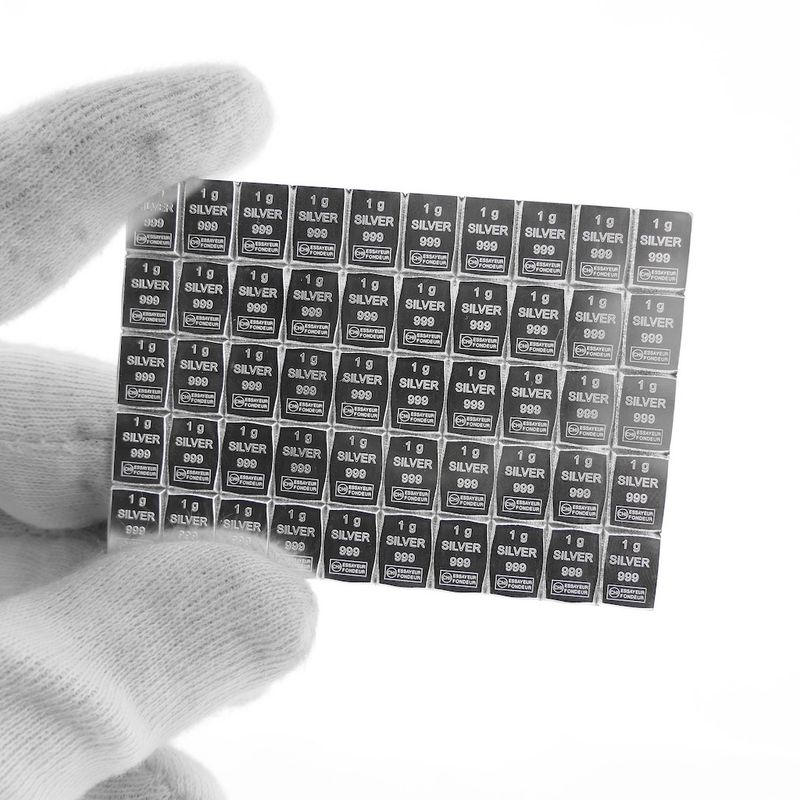 Image 2 of 50 x 1 gram silver bar; CombiBar 999 fine silver; Valcambi