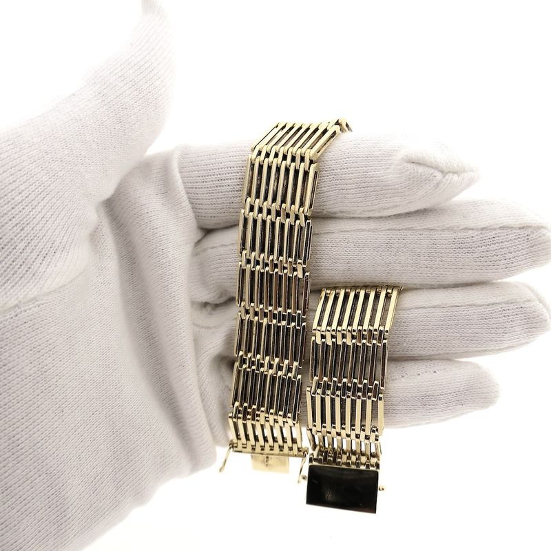 Image 7 of Gold wide link bracelet | 20 cm