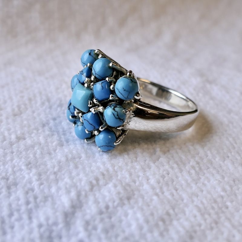 Image 10 of Silver ring with turquoise.