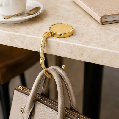 Luxe Tassenhanger Goudkleur – Handige Tafelhaak voor Handtas Afbeelding 2 van Luxe Tassenhanger Goudkleur – Handige Tafelhaak voor Handtas