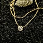 Image 2 of Gold snake link chain with diamond pendant; 0.24 ct. | 38.5 cm