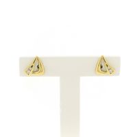 Gold stud earrings with zirconia