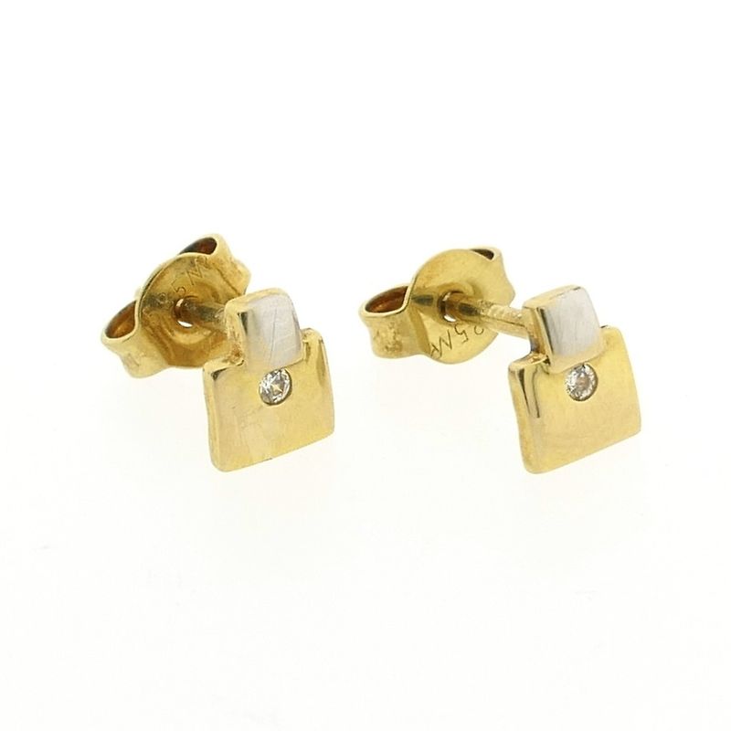 Image 5 of Bicolor gold stud earrings with zirconia