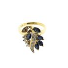 Image 2 of Gold ring with sapphire and diamond; 0.18 ct.