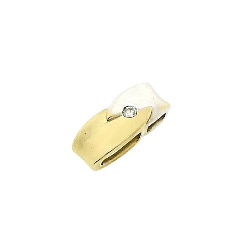 Image 7 of Two-tone gold minimalist pendant with diamond; 0.03 ct.