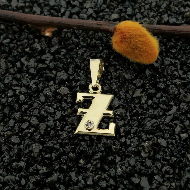 Image 1 of Gold pendant of the letter Z with diamond 0.005 ct.