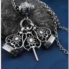 Image 2 of Antique silver watch chain with two signets and watch key | 62 cm