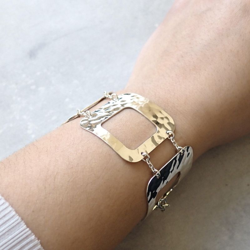 Image 2 of Silver wide retro bracelet; Victoria | 17-21 cm