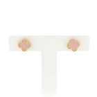 Image 1 of Golden clover 4 stud earrings with chalcedony