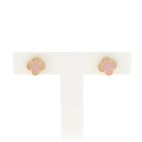 Golden clover 4 stud earrings with chalcedony