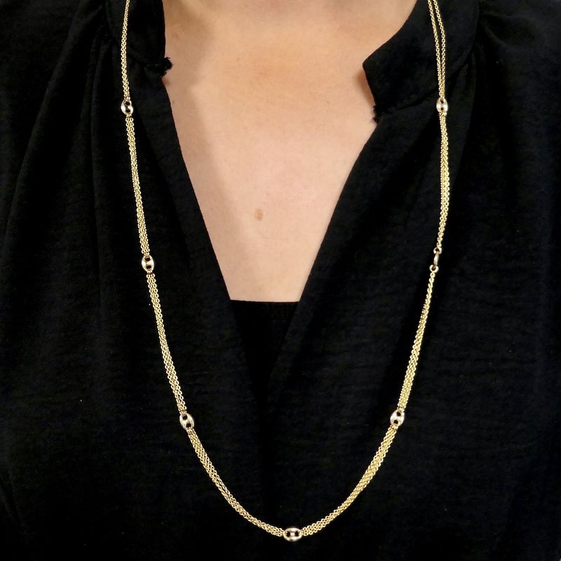 Image 11 of Gold long anchor link necklace