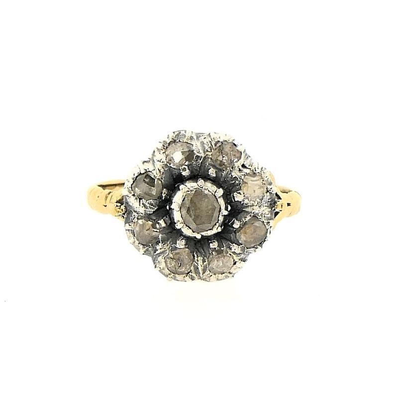 Image 3 of Gold Victorian ring with rose-cut diamonds; approx. 0.21 ct.