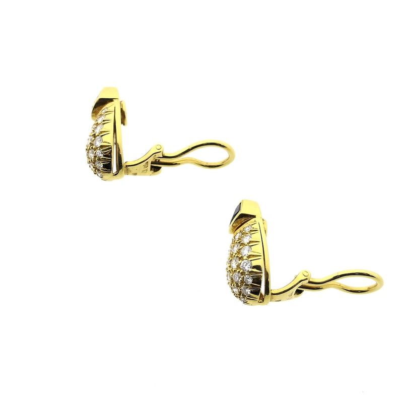 Image 5 of Gold clip-on earrings with sapphires and diamonds; Approx. 1.00 ct.