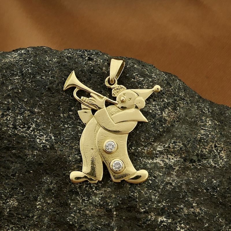 Image 2 of Gold pendant of a clown with zirconia