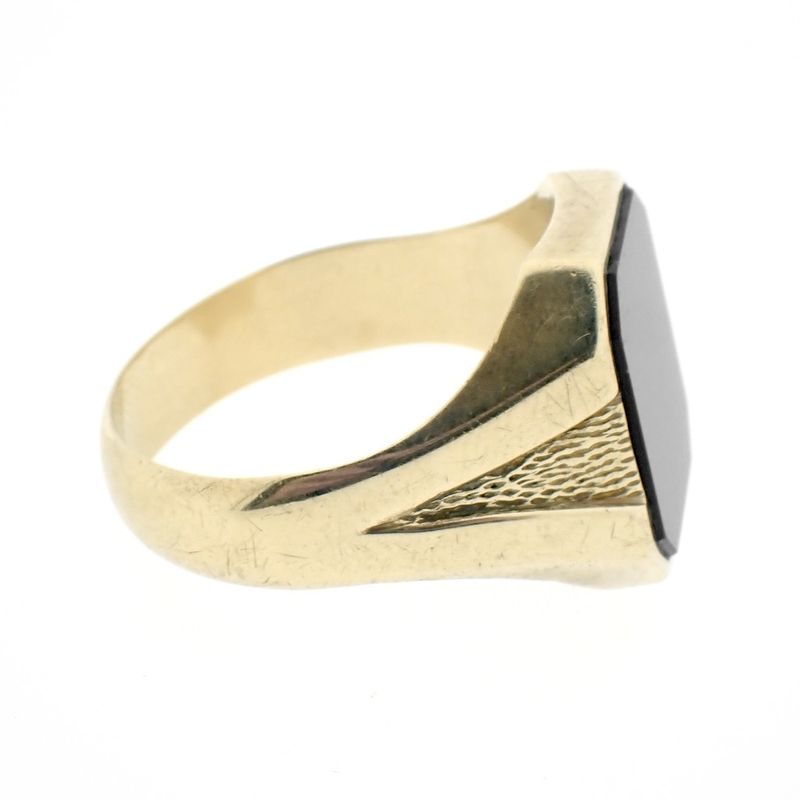 Image 5 of Large gold men's signet ring with onyx
