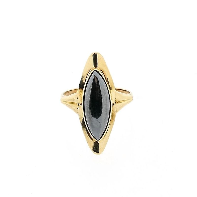 Afbeelding 3 van Gouden ring met hematiet