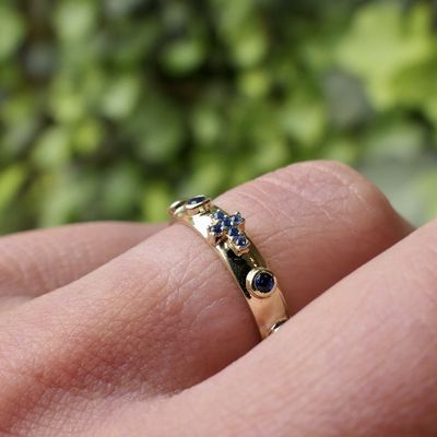 Gold plated ring with sapphire; Religious Image 2 of Gold plated ring with sapphire; Religious