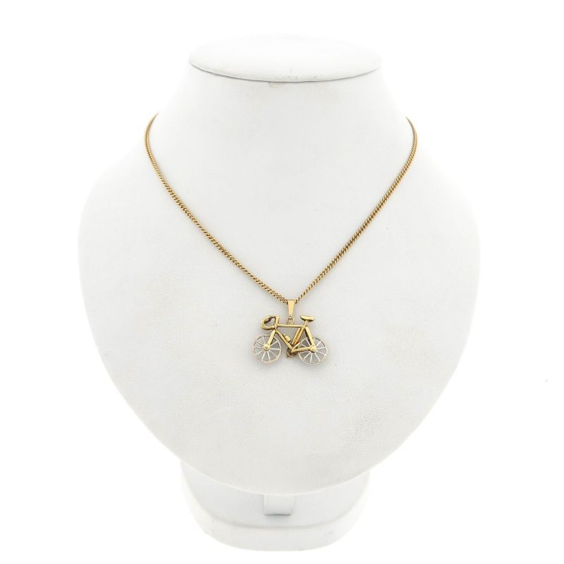 Image 3 of Two-tone gold pendant of a racing bicycle