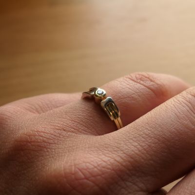 Image 2 of Desiree bicolor gold solitaire ring with diamond 0.03 ct.