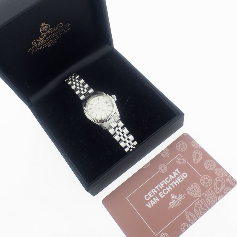 Image 14 of Tudor Princess Oysterdate; Automatisch dames horloge met witgouden bezel