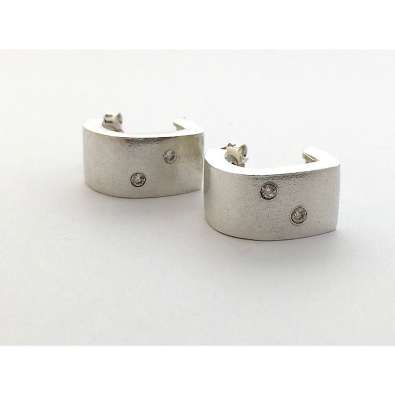 Image 2 of Silver matte earrings with zirconia