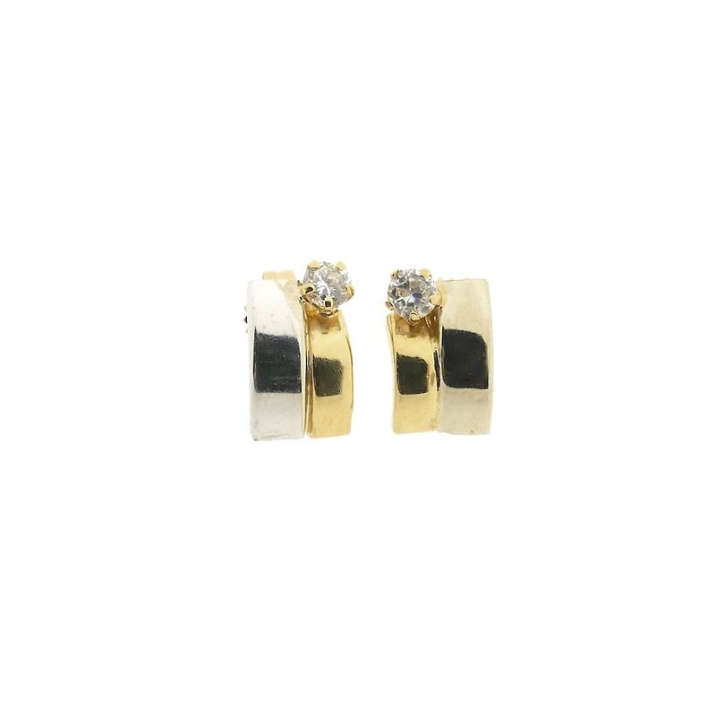 Image 6 of Bicolor gold stud earrings with zirconia