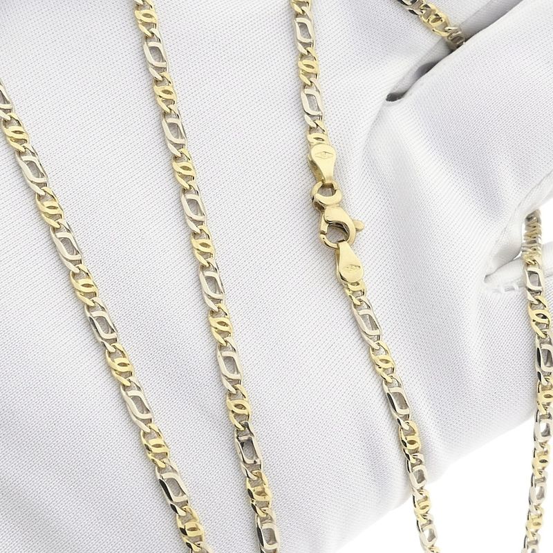 Image 7 of 18K Two-tone gold navy link necklace; Men's | 59.5 cm