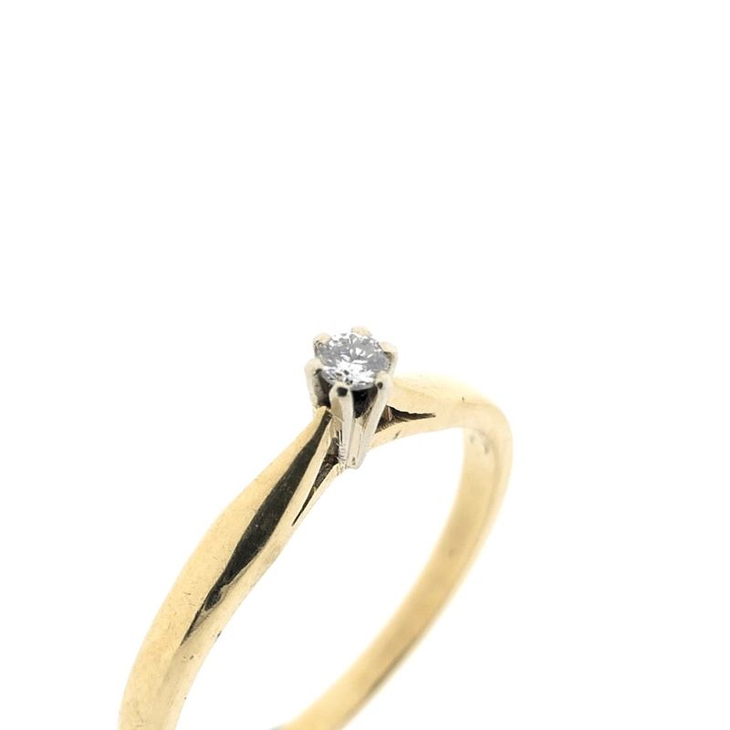 Image 2 of Gold solitaire ring with diamond; 0.05 ct.