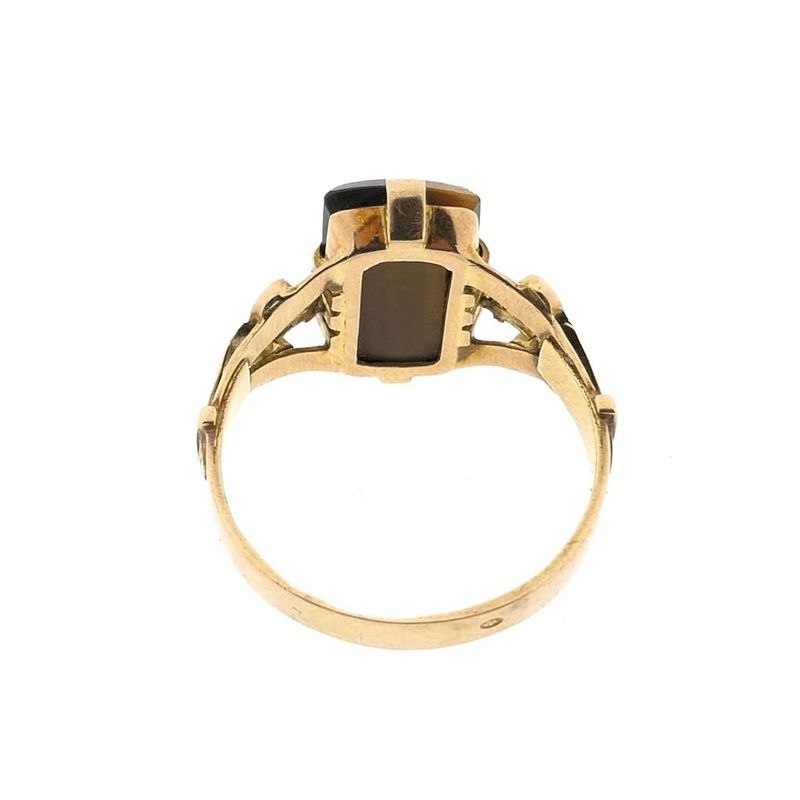 Image 6 of Gold ring with tiger's eye; Cameo