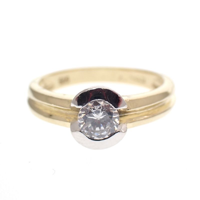 Image 4 of Two-tone gold solitaire ring with zirconia