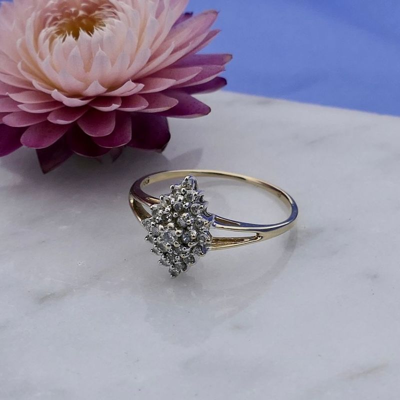 Image 2 of Gold Surround Ring with Diamonds; 0.26 ct.