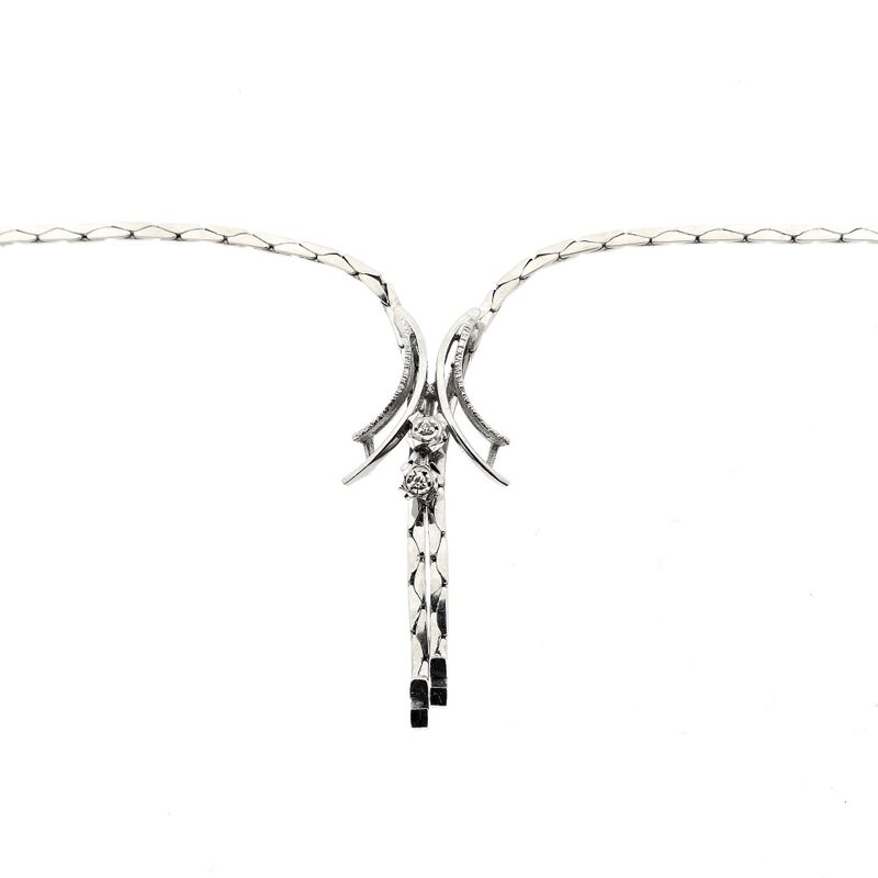 Afbeelding 4 van Witgouden ketting met vaste hanger; Saffier