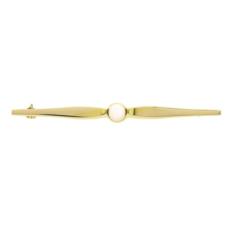 Image 1 of Vintage gold brooch with cultured pearl