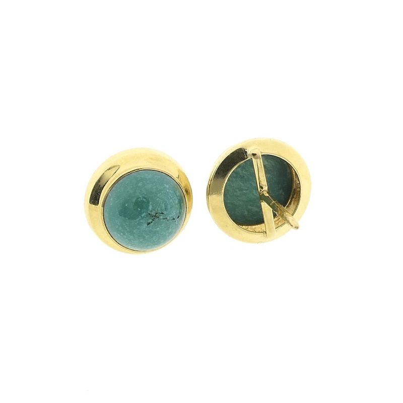 Image 8 of Gold stud earrings with turquoise