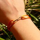 Image 2 of Forever Knots® Handmade Orange Satin Bracelet with Gold Link