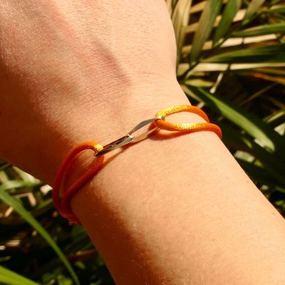 Image 2 of Forever Knots® Handmade Orange Satin Bracelet with Gold Link