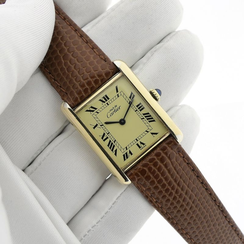 Image 10 of Cartier Tank Vermeil 'Large'; Vintage mechanical watch