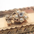Image 3 of Antique gold brooch with zirconia and pearls.