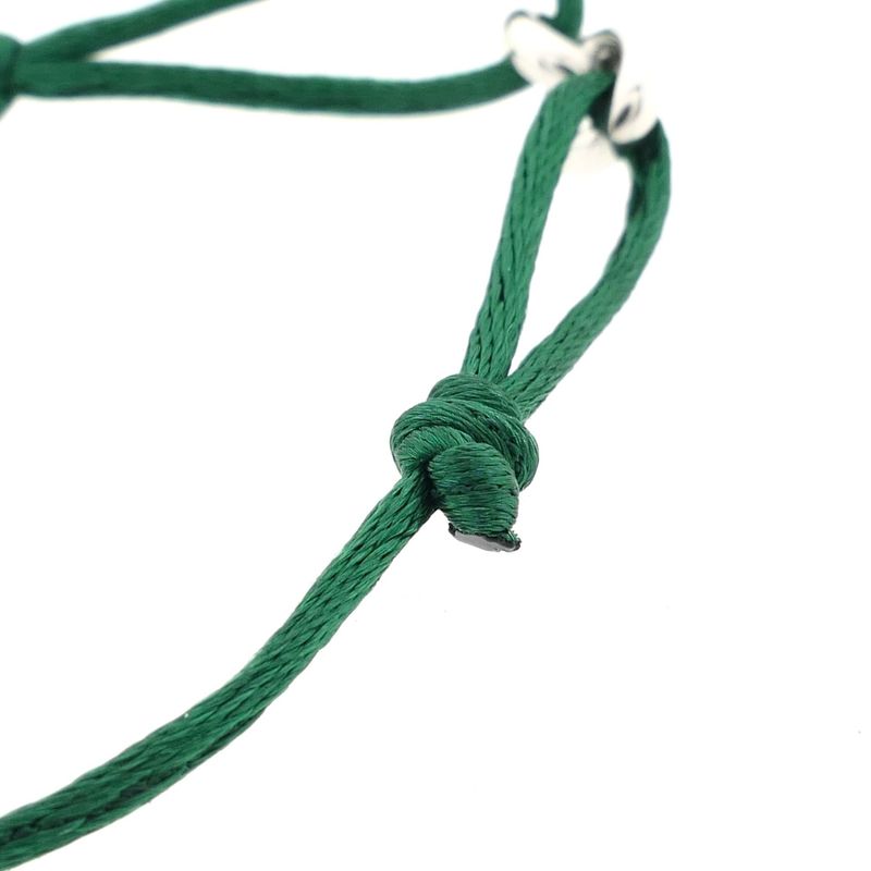Image 5 of Forever Knots® Handmade Green Satin Bracelet with Silver Chain