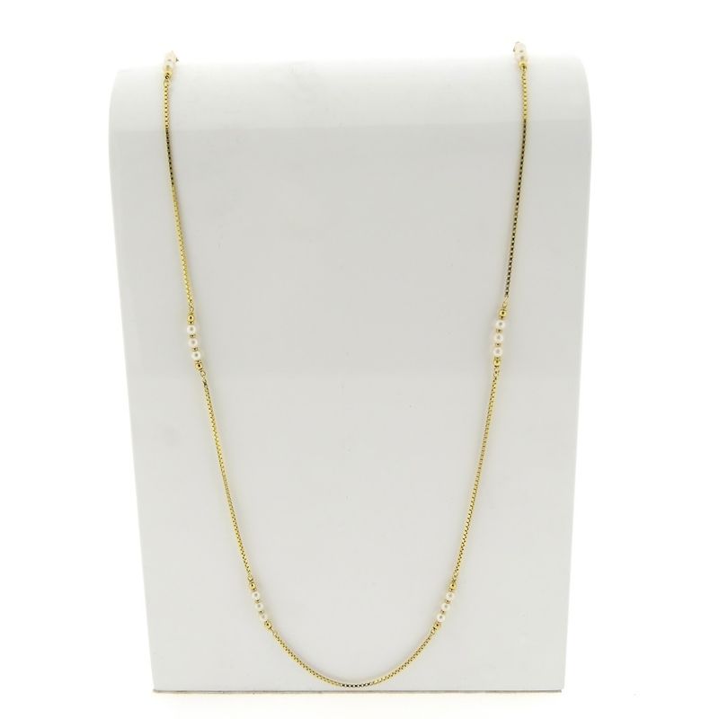 Image 1 of Long Venetian link necklace with pearls | 90.5 cm